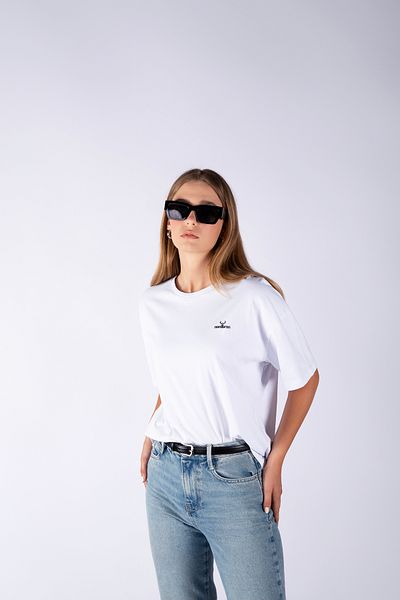 Nordbron Λευκό Oversize Γυναικείο T-shirt - Crew Neck, 100% βαμβάκι, τυπωμένο λογότυπο, κοντομάνικο αθλητικό