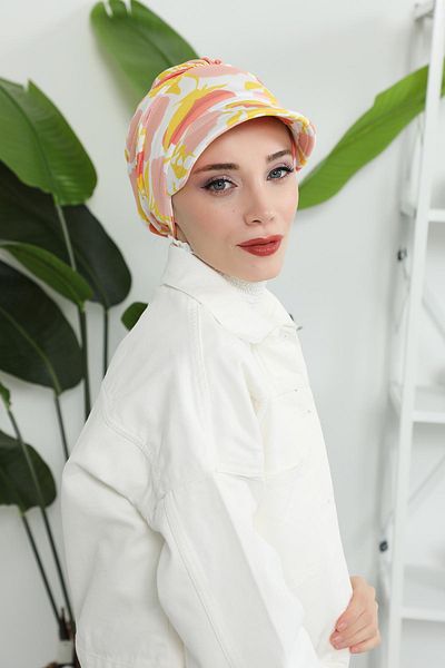 Aisha's Design Patterned Combed Cotton Visor Hat - Bonnet,B-73Yd