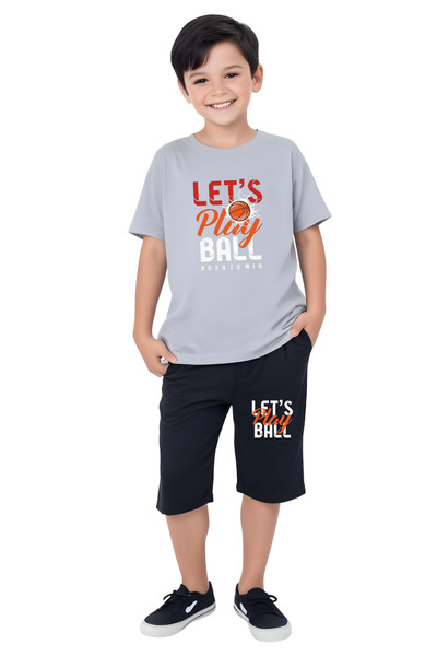 YA KO KİDS 3-Piece Surfing-Play-Dance Printed Boys' Short Sleeve Double Pocket Capri Bottom-Top Suit