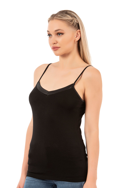 ÖZKAN underwear Özkan 25217 Women's Thin Strap Viscose Flexible Soft Satin Collar Athlete