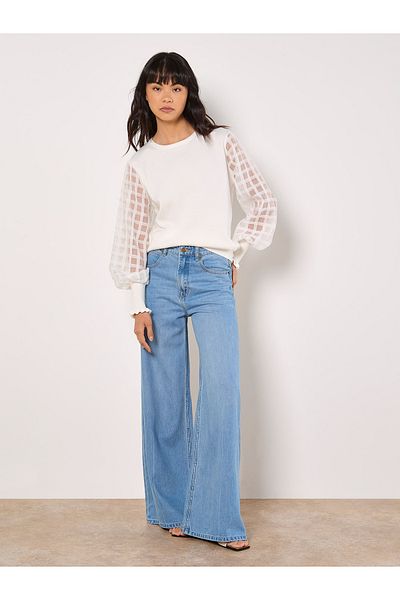 Apricot Organza-Quadrate-Arm-Pullover