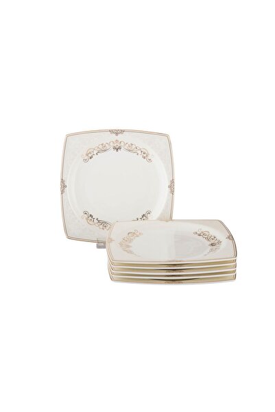 Dania A set of square porcelain dessert plates, 6 pieces