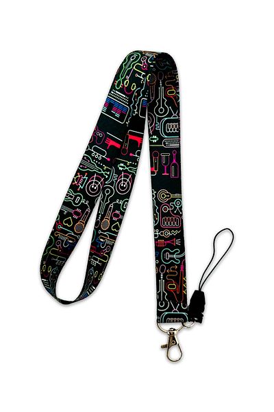 PABALAS Neon Colors Musical Instruments Pattern Neck Lanyard Strap Name Badge Holder-Phone Strap