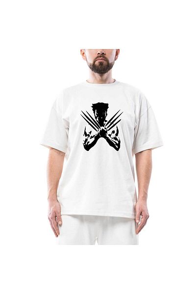 Z zepplin Tricou alb supradimensionat Wolverine Grunge
