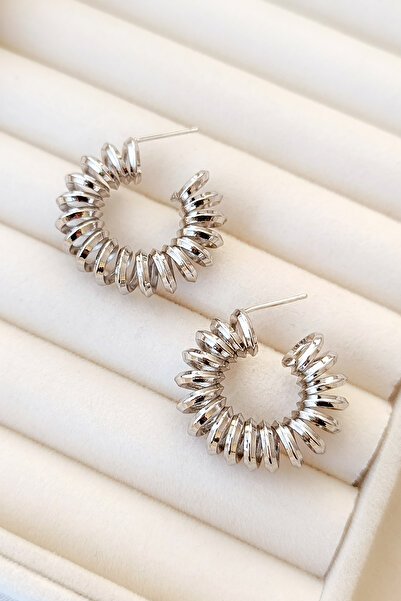 COSİTA Modern Silver Spiral Halkalı Zarif Günlük Minimal Küpe