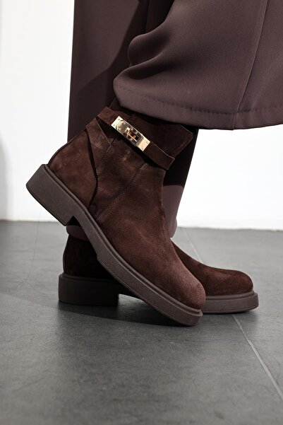 5in1Canpolat Καφέ σουέντ κλασικές μπότες ιππασίας 22391