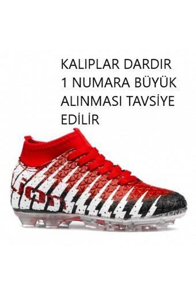 Lion AstroTurf Shoes with Socks Red Black High-top Cleats