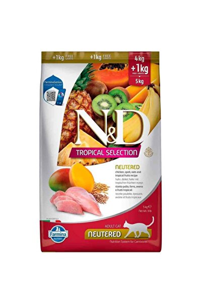 N&D ND Tropical Meyveli Tavuklu Kısırlaştırılmış Kedi Maması 4+1 Kg