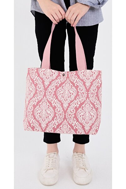 Pure Touch |   Canvas Women's Bag, Large Size, Lined, Snap Fastener, Inner Po...