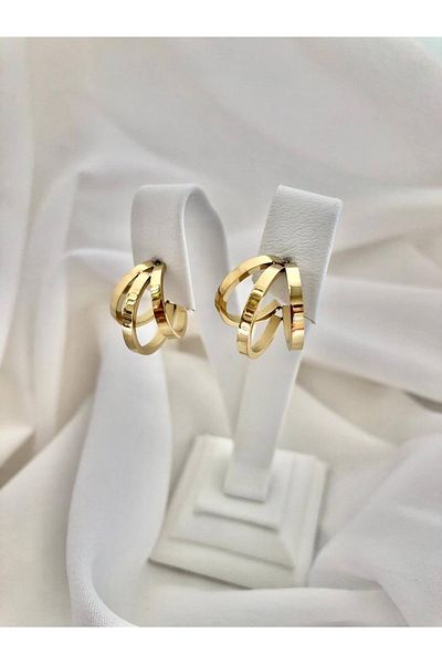 HADDE Steel Gold Three Ring Earrings