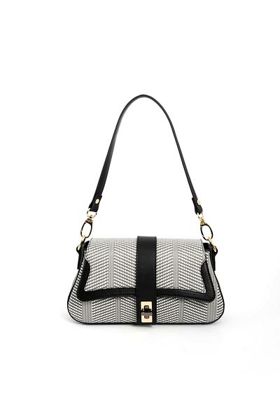 Silver Polo Silver & Polo Black White - Black SP1177 Geantă de umăr pentru femei