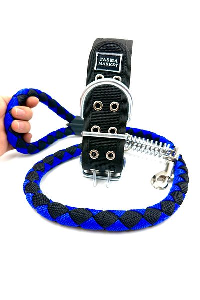 Tasma Market Black-Navy Solid Dog Neck and Walking Collar Set
