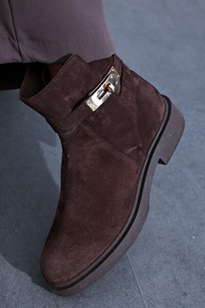 5in1Canpolat Καφέ σουέντ κλασικές μπότες ιππασίας 22391