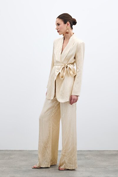 Sateen Штани з високою талією та візерунком - Камінь