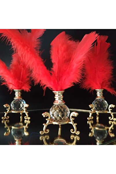 HİLALKRİSTAL 3 Adet-lüks -kristal -gold - Dekoratif -renkli Tüylük