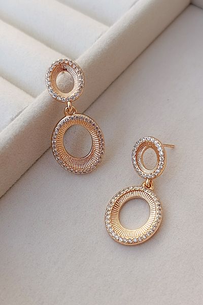 COSİTA Rose Zircon Stone Geometric Daily Night Earrings