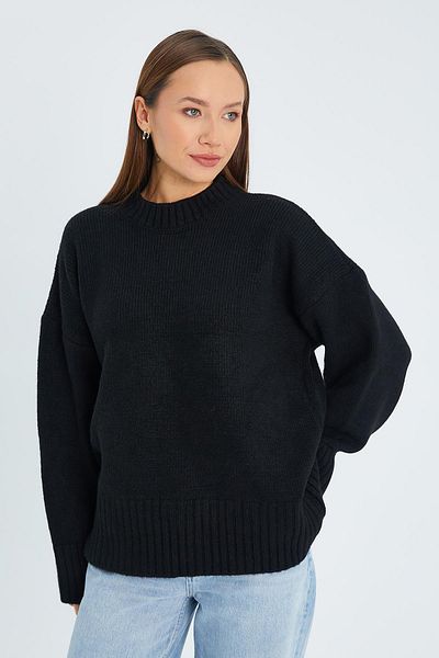 Mixray 6925 Black Wide Sleeve Soft Knitwear Sweater - Women