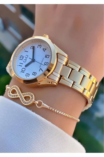 Q&Q Mrd11878 Q Q Gold Color Steel Cord Women Wrist Watch