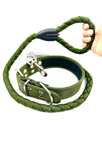 Tasma Market Khaki Sturdy Dog Neck and Walking Collar Set