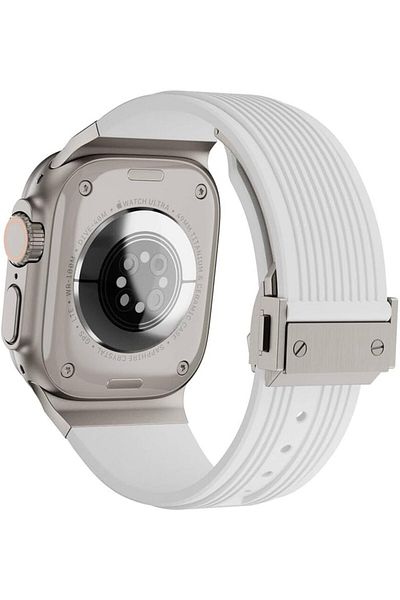 NcK alnsgrp Apple Compatible Watch 42mm KRD-113 Sport Look Silicone Band White Star Collection