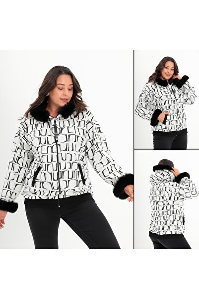 YMN COLLECTİON Kadin Büyük Beden Fermuarli Kürklü Hirka