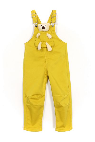DobaKids Κίτρινο Unisex Baby Kids Salopet - Κοντό πόδι, με αξεσουάρ αρκουδάκι
