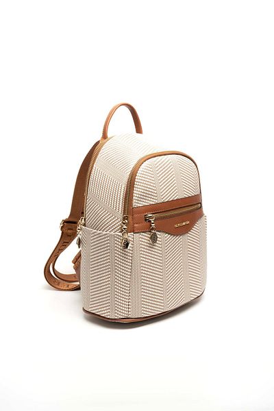 Silver Polo Ασημί & Polo Beige - Tan SP1161 Γυναικείο σακίδιο πλάτης