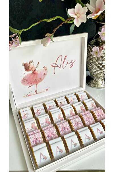 Minemiss Tasarım Lüks Kutulu İsme Özel Tasarımlı Kız-Erkek Bebek Çikolatası 6...