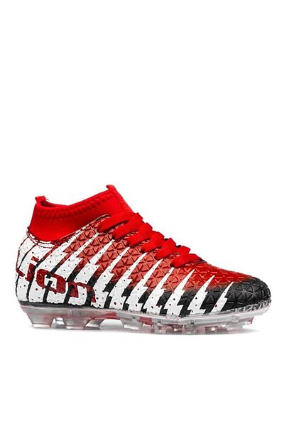 Lion AstroTurf Shoes with Socks Red Black High-top Cleats