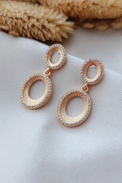 COSİTA Rose Zircon Stone Geometric Daily Night Earrings