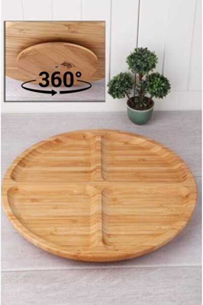 BALSA Bamboo Rotating Round 4 Compartment Presentation Plate 30X30X3,1 cm Ds4...