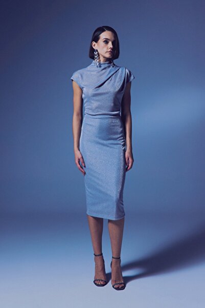 Sateen Φούστα Bright Pencil - Ασημί