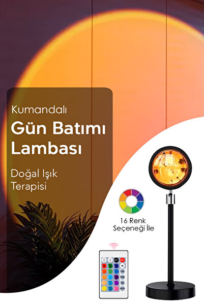 Meleni Home Kumandalı Gün Batımı Lamba - Fotoğraf Çekimi USB LED Işık Gece Masa Lambası Dekoratif Işık 16 Renk