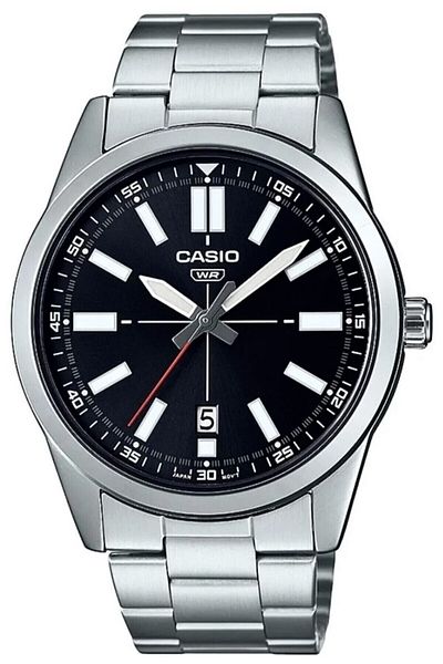 Casio ساعة يد رجالية باللون الأسود الفضي مقاس 41 ملم