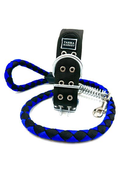 Tasma Market Black-Navy Solid Dog Neck and Walking Collar Set