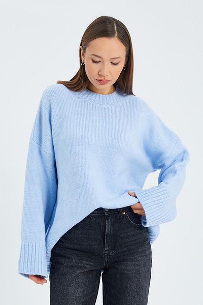 Mixray 6925 Baby Blue - Pulover din tricot moale cu maneci late