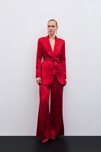 Sateen Loose Jacquard Women's Trousers 1699-5537