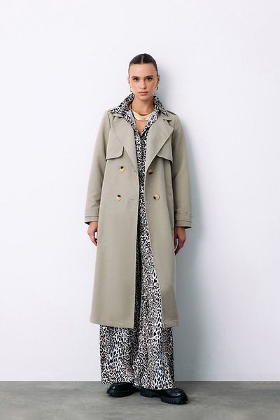 Sateen معطف طويل بحزام - أخضر