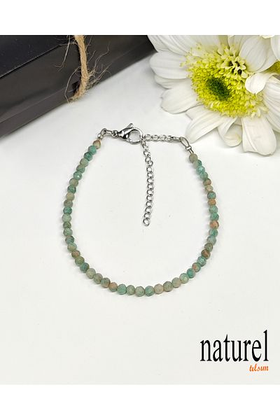 Naturel Tılsım Aquamarine 3mm Faceted Natural Stone Bracelet