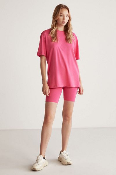 GRIMELANGE Betsy - Tricou de bază roz, 100% bumbac, cu decolteu rotund