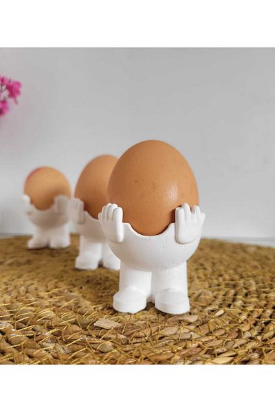 KARRA 4-Piece White Figured Concrete Egg Holder