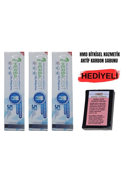Herbadent X 3 Toothpaste - Plant Extract, Fluoride Free, Whitening Soap Gift