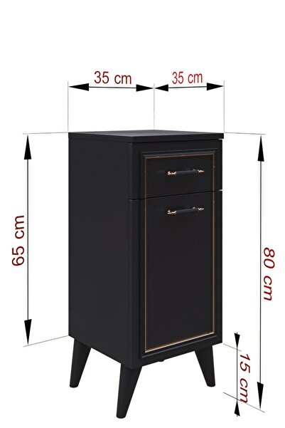 Boyut Mobilya Regis Dekoratif Siyah Mdf Şifonyer