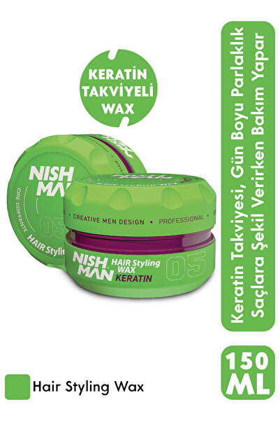NISHMAN Saç Şekillendirici Wax Keratin Özlü 05 Parlak Ve Güçlü Tutuş 150 ml