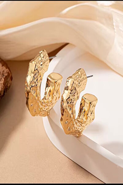 DEMOKAN Kadın Küpe Özel Seri Dalga Plaka Yarım Halka Kararmaz Küpe