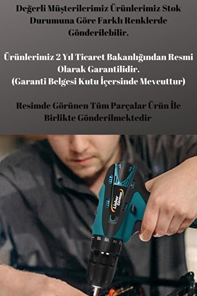 Lieber German Torq 12 Volt 2 Ah Otamatik Korumalı Çelik Şanzuman 2 Akülü Matkap Akülü Vidalama Şarjlı Matkap