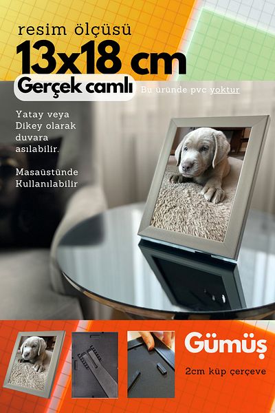 CreaWitch 13X18 cm Photo Picture Frame - 20mm Glass with Stand and Wall Hanging Horizontal-Vertical