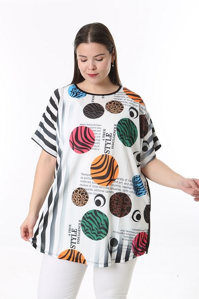 XL Modam Women's Digital Printed Short Sleeve Large Size Tunic