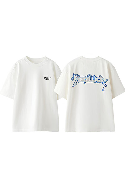 THEWERT Μπλουζάκι Metallıca Lightning Design Back Printed Βαμβακερό λευκό ove...