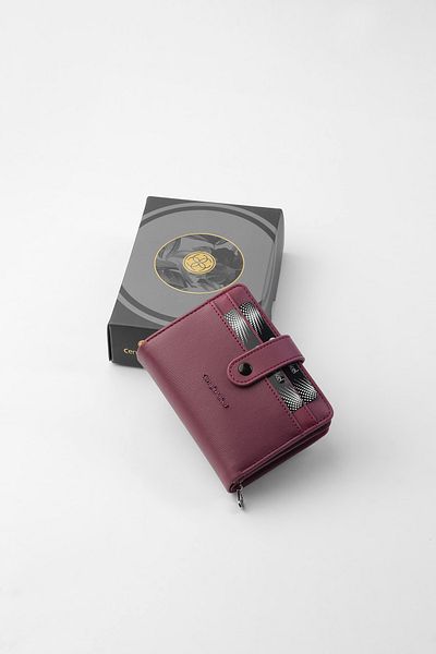 CENGİZ PAKEL Cengiz Pakel Women's Mini Size Wallet with Snap Detail - 65315m - Plum
